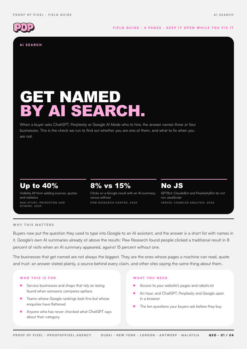 Cover of the Get named by AI search. field guide