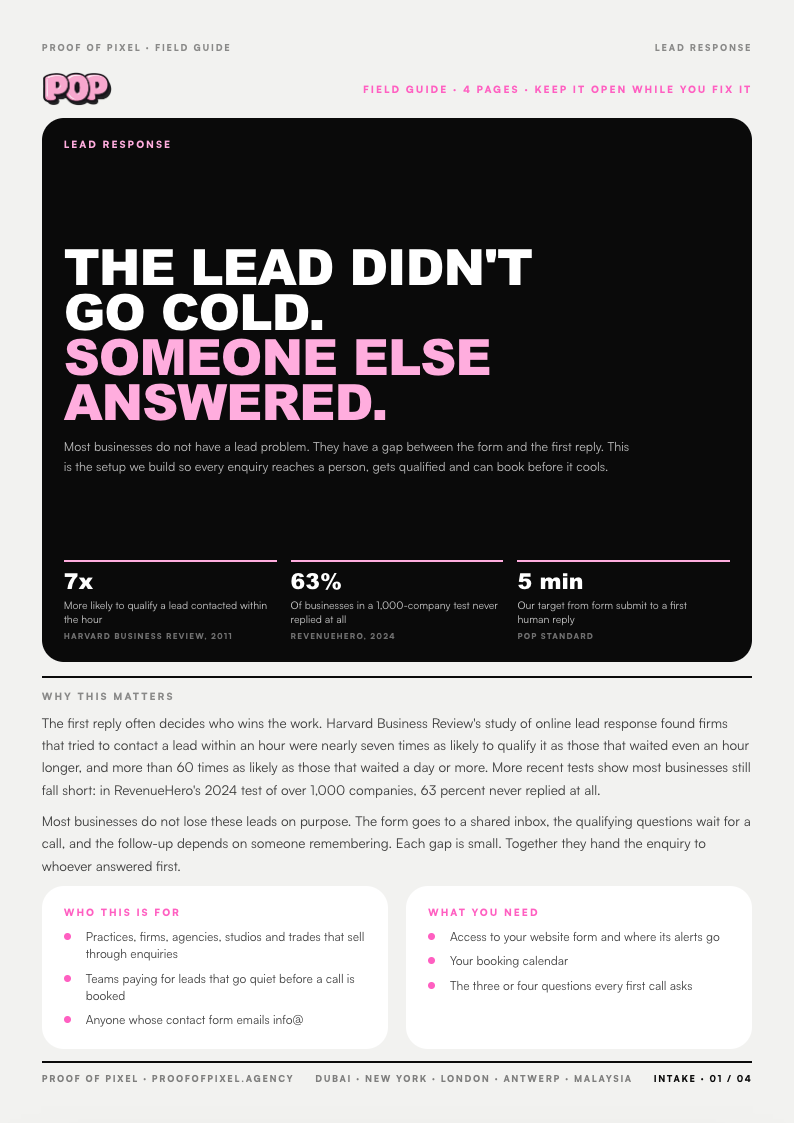 Cover of the The lead didn't go cold. Someone else answered. field guide