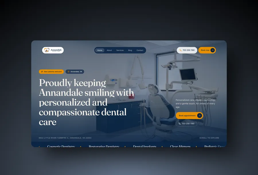 Annandale Dental Care homepage at annandale.dental, a dental practice website built by Proof of Pixel