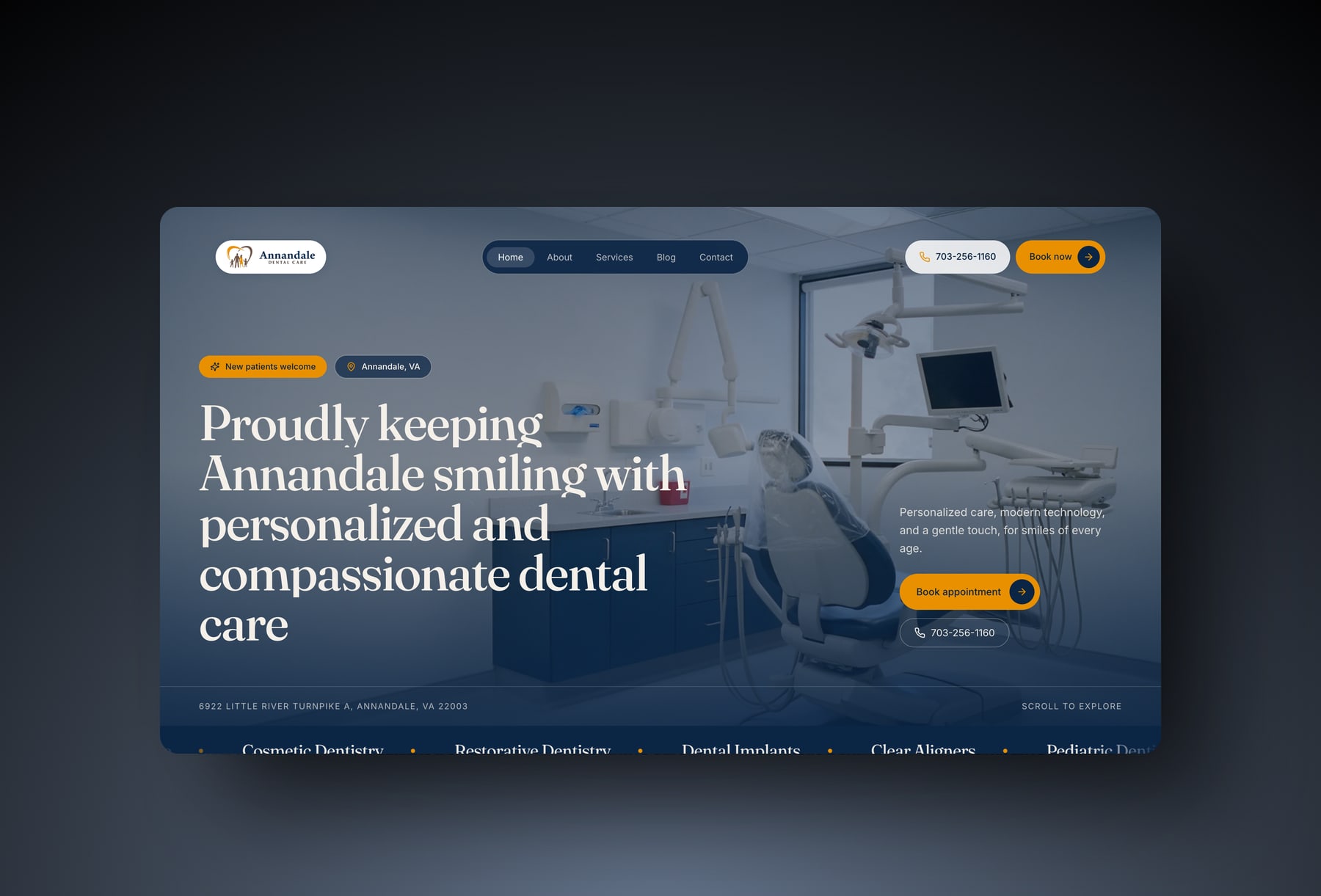 Annandale Dental Care homepage at annandale.dental, a dental practice website built by Proof of Pixel